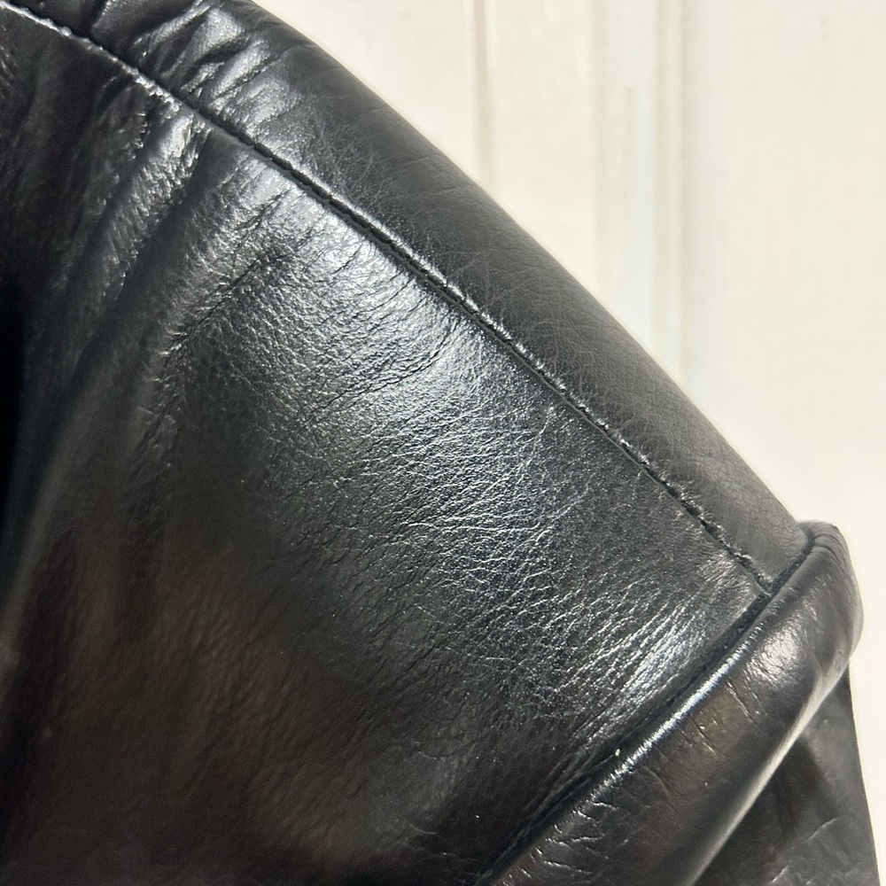 Architect Black Y2K Trench Coat Leather Matrix Shoulder Pads Sz Small Unisex - Picture 4 of 6